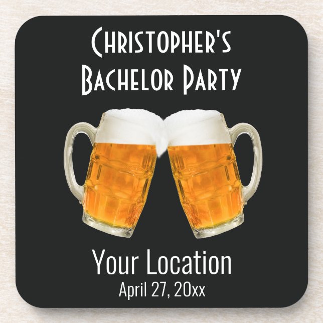 Bachelor Party Wedding Favor Beer Cheers Beverage Coaster (Front)