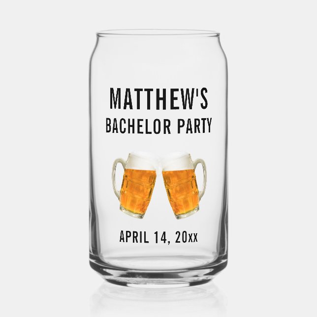 Bachelor Party Wedding Favor Beer Cheers Can Glass (Front)
