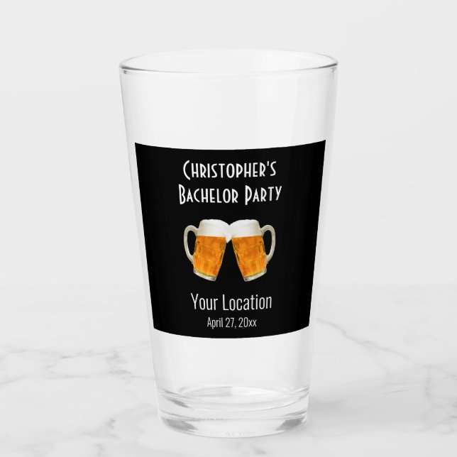 Bachelor Party Wedding Favor Beer Cheers Glass (Front)