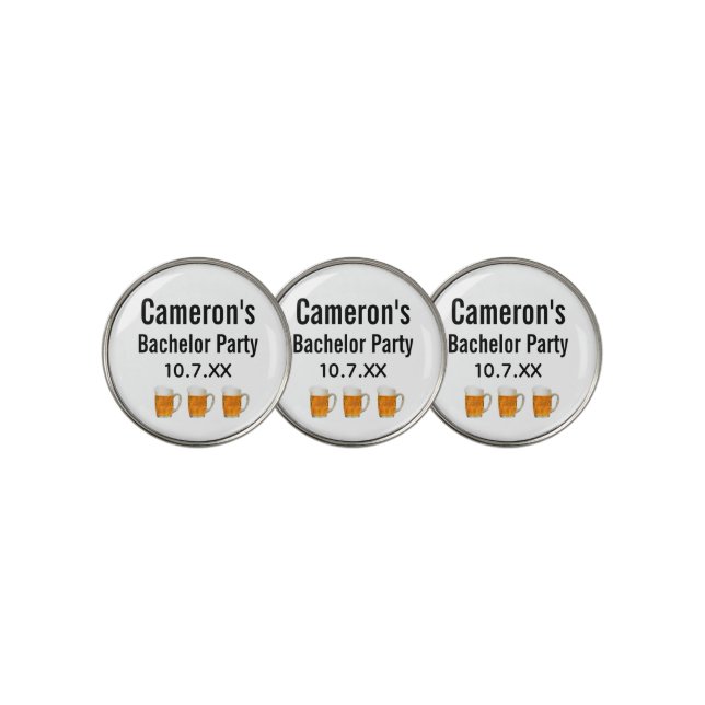 Bachelor Party Wedding Favor Beer Cheers Golf Ball Marker (3 Up)