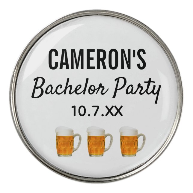 Bachelor Party Wedding Favor Beer Cheers Golf Ball Marker (Front)