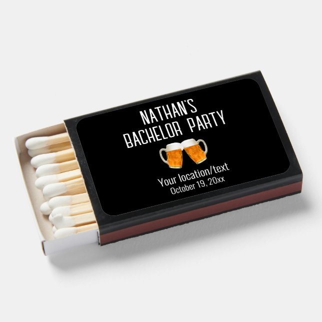 Bachelor Party Wedding Favor Beer Cheers Matchboxes (Front Open)
