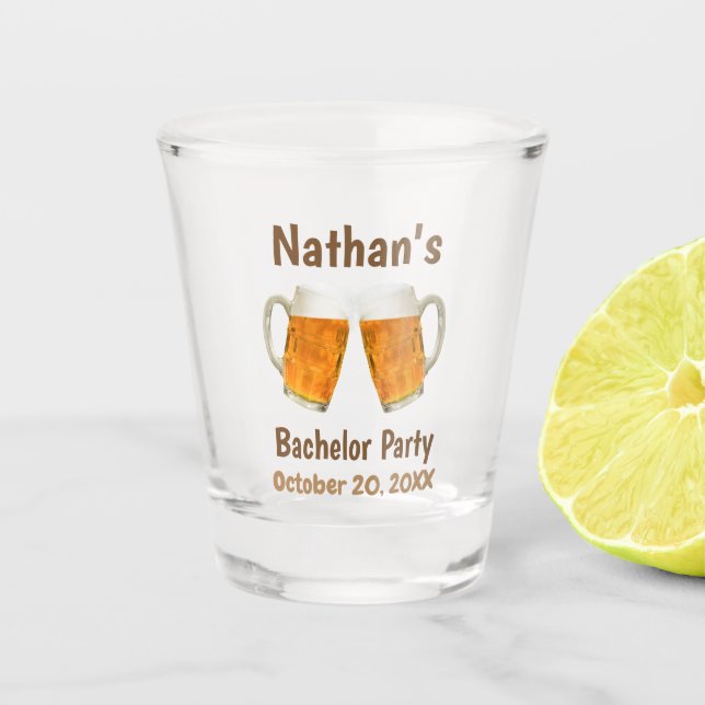Bachelor Party Wedding Favor Beer Cheers Shot Glass (Front)