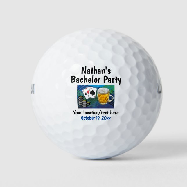 Bachelor Party Wedding Favor Beer Poker Golf Balls (Front)
