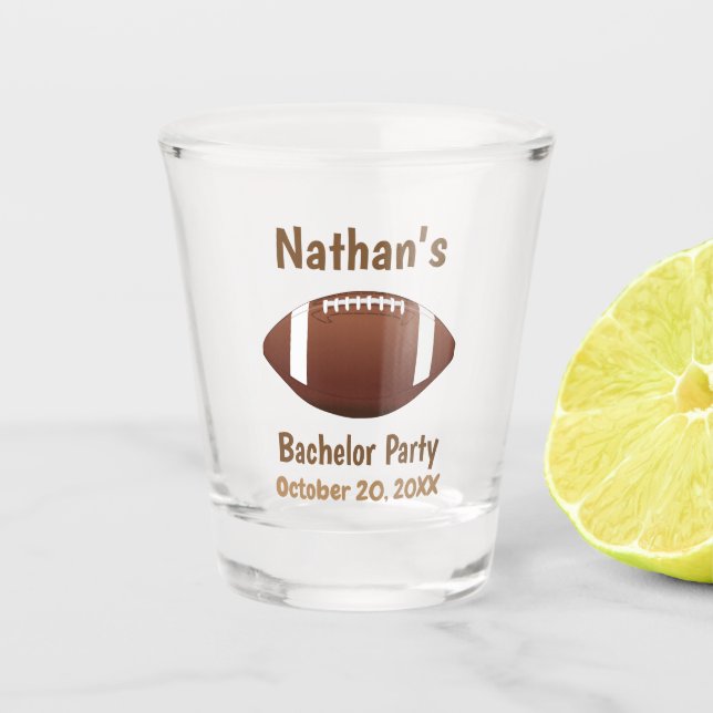 Bachelor Party Wedding Favor Football Shot Glass (Front)