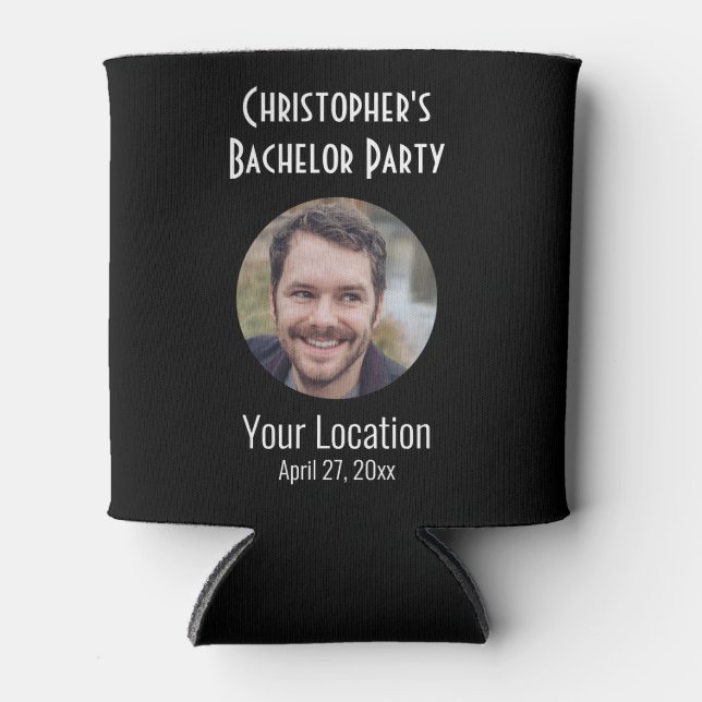 Bachelor Party Wedding Favor Groom Photo Can Cooler (Front)