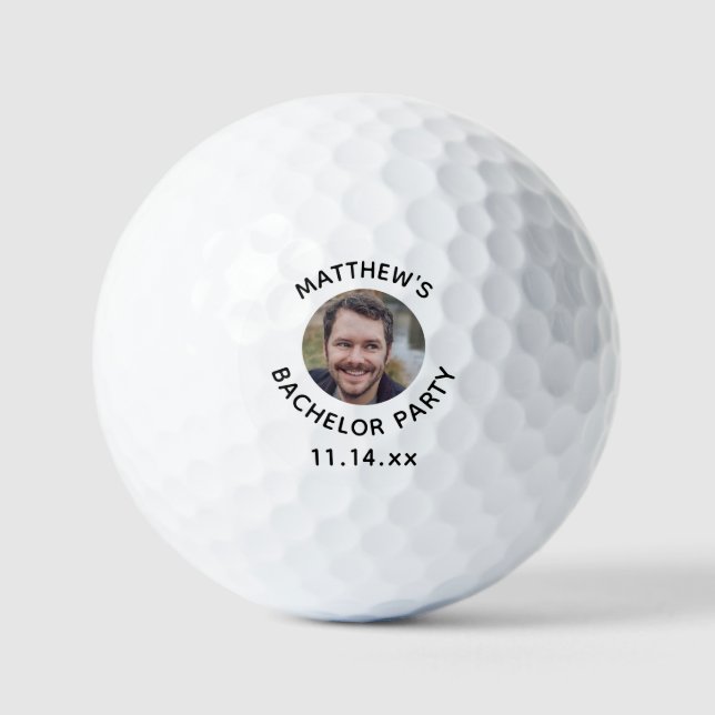 Bachelor Party Wedding Favor Groom Photo Golf Balls (Front)