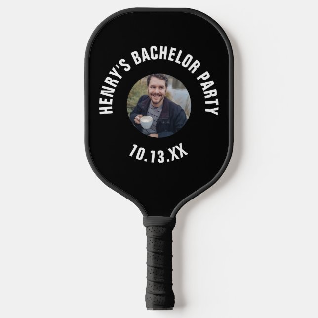 Bachelor Party Wedding Favor Groom Photo Pickleball Paddle (Front)