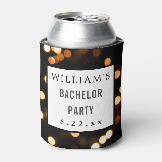 Bachelor Party Wedding Favor Modern Typography Can Cooler (Can Front)