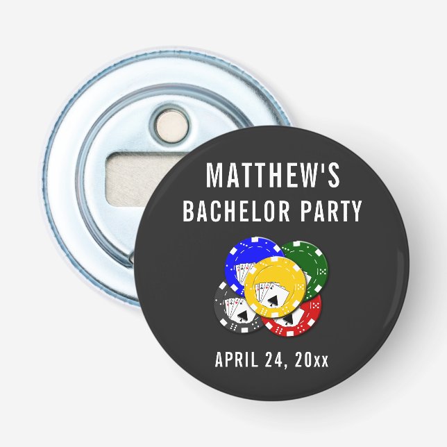 Bachelor Party Wedding Favor Poker Gambling Bottle Opener (Front)