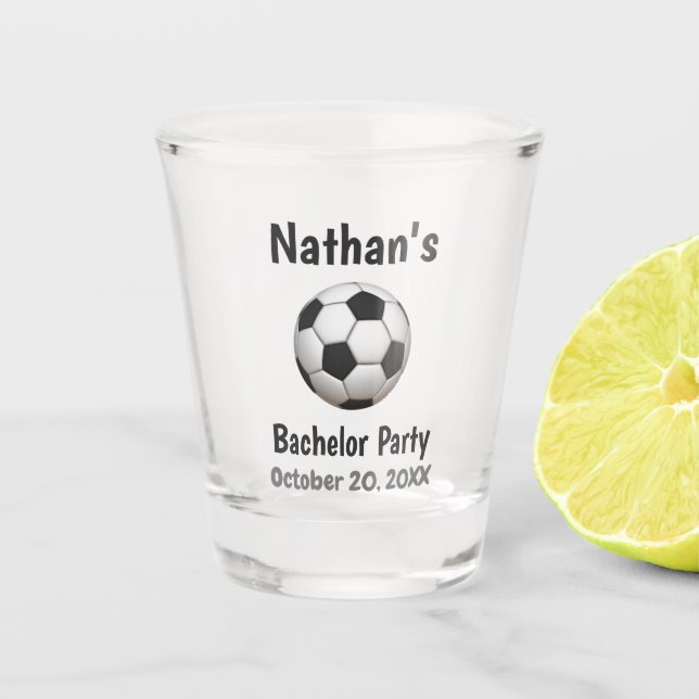 Bachelor Party Wedding Favor Soccer Football Shot Glass (Front)