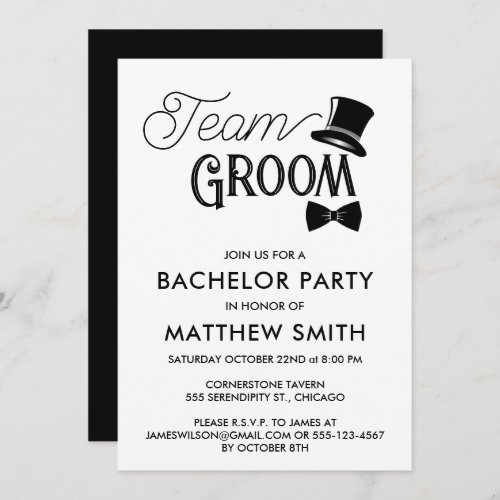 Bachelor Party Wedding Team Groom Invitation