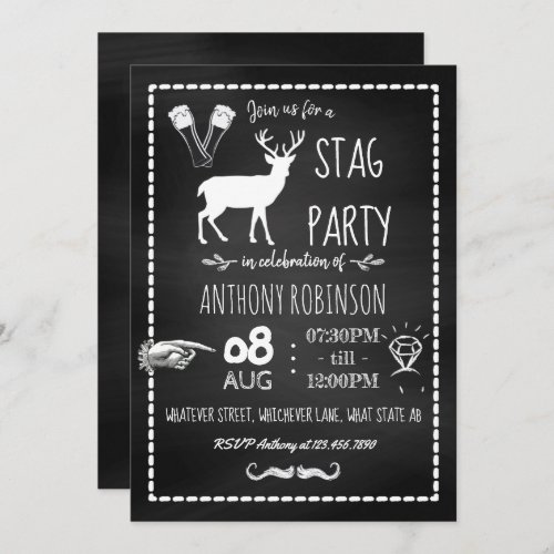 Bachelor Stag Party Celebration Chalkboard Invite