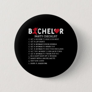 Bachelor Supplies Party Checklist Groom Groomsmen  Button