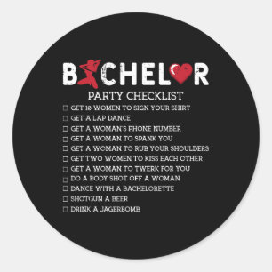 Bachelor Supplies Party Checklist Groom Groomsmen  Classic Round Sticker