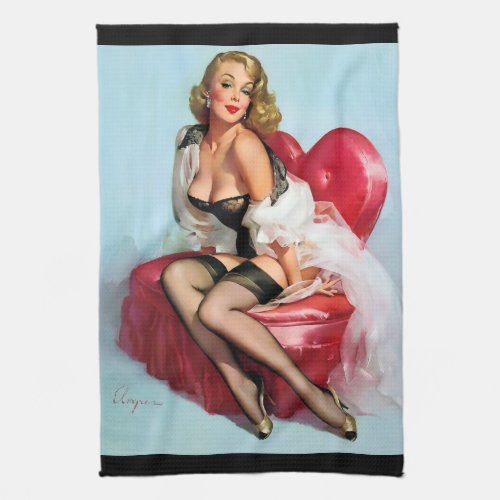 Bachelor Vintage Retro Pin Up Girl Kitchen Towel