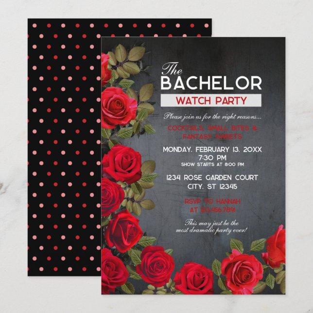 Bachelor Watch Party Invitation, 5" x 7" (black) I Invitation (Front/Back)