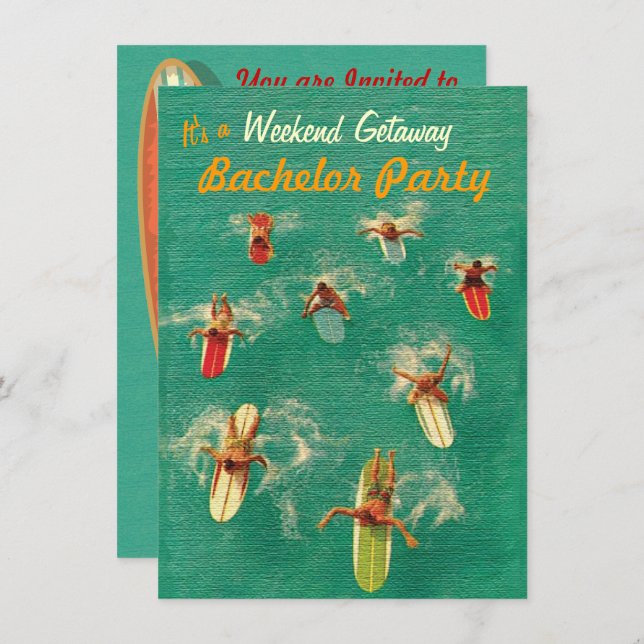 Bachelor Weekend Getaway Party Invitations (Front/Back)