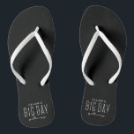 Bachelore party getaway weekend black white favor flip flops<br><div class="desc">It's a Big Day Getaway bachelorette party! And everyone needs matching accessories like these adorable personalized black and white flip flops. Perfect for a girls weekend at the beach, a trip to Vegas, a wine weekend, a spa getaway and more destination celebrations, these coral pink sandals coordinate with the entire...</div>
