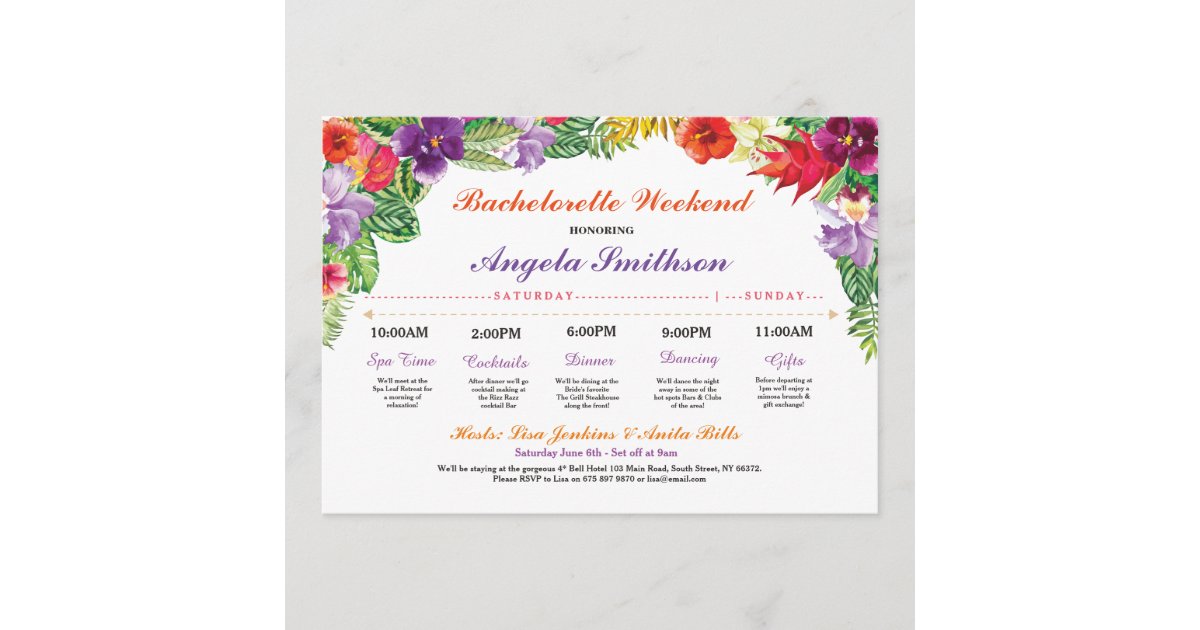 Bachelorette Aloha Bridal Shower Itinerary Plan Program Zazzle Com