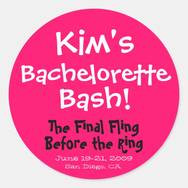 Bachelorette Bash Sticker (Front)