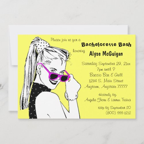 Bachelorette Bash Yellow Invitation