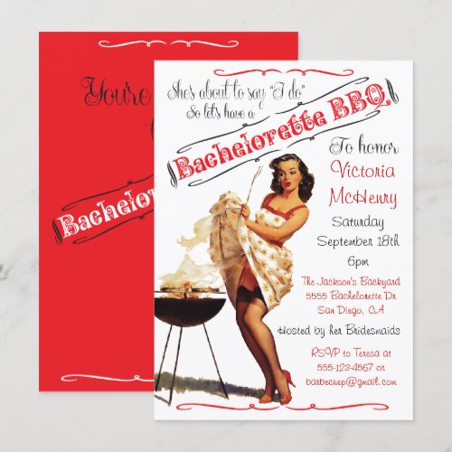 Bachelorette BBQ Barbecue party invitation