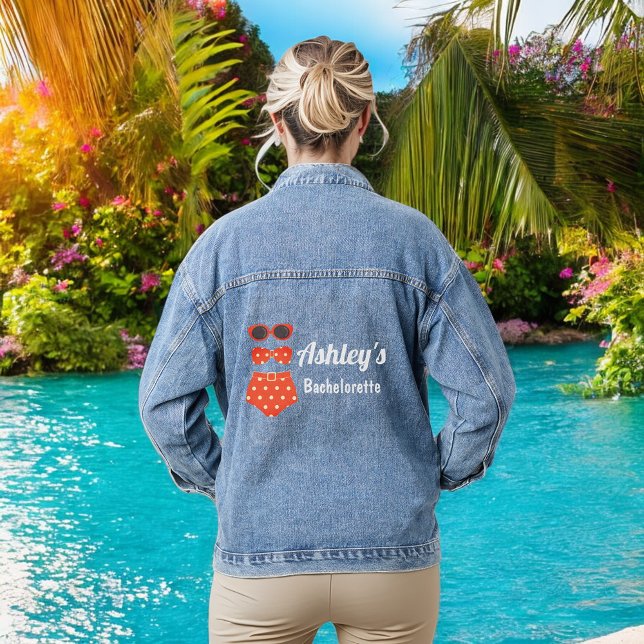 Bachelorette Beach Bikini Shower Party Denim Jacket (Creator Uploaded)