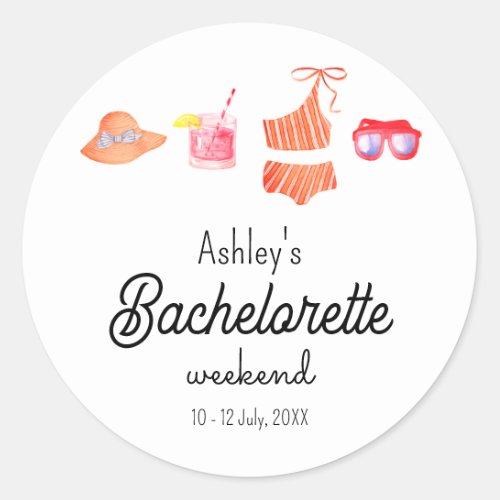 Bachelorette Beach Bikini Weekend  Classic Round Sticker