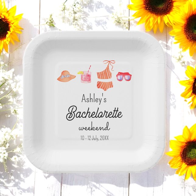Bachelorette Beach Bikini Weekend  Paper Plates (Creator Uploaded)