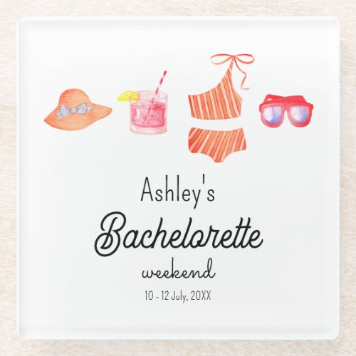 Bachelorette Beach Girls Tropical Weekend  Glass Coaster