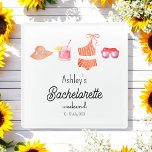 Bachelorette Beach Girls Tropical Weekend  Glass Coaster<br><div class="desc">Bachelorette Beach Weekend Pool Party Tropical Coaster with watercolor illustrations. More products with this design are in the collection below.</div>