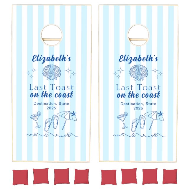 Bachelorette Beach Party Last Toast On the Coast Cornhole Set (Set)