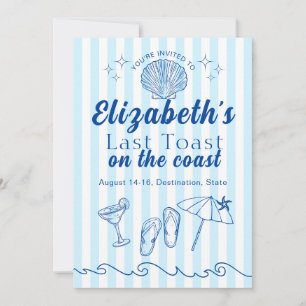 Bachelorette Beach Party Last Toast On the Coast Invitation