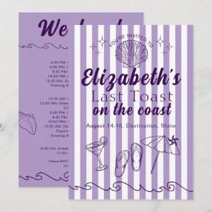 Bachelorette Beach Party Last Toast On the Coast Invitation