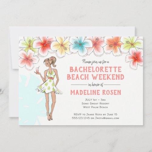 Bachelorette Beach Weekend Getaway  Invitation