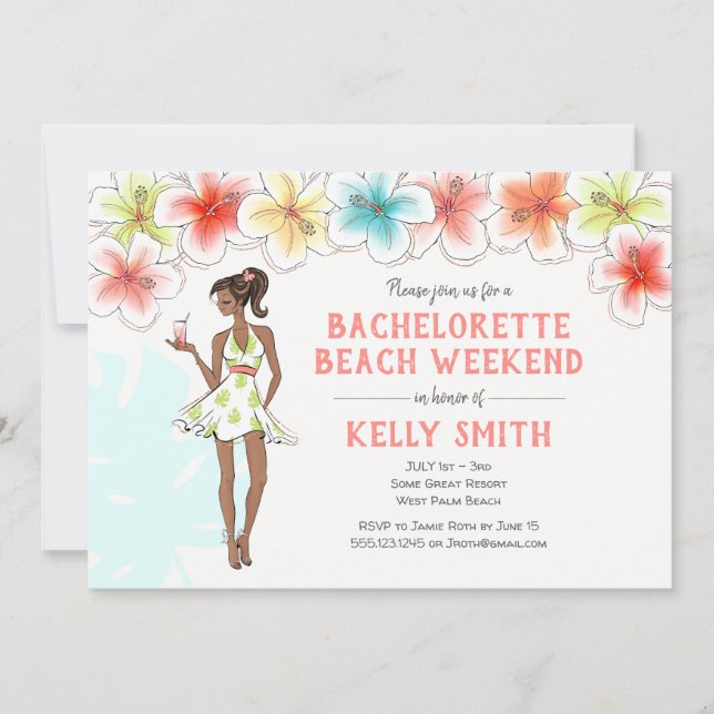 Bachelorette Beach Weekend Getaway Invitation (Front)