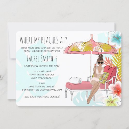 Bachelorette Beach Weekend Getaway Invitation