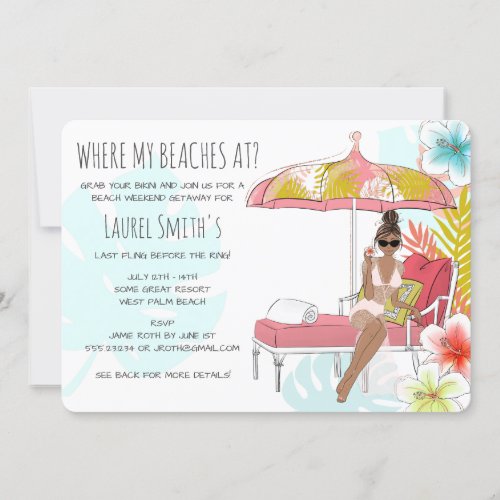 Bachelorette Beach Weekend Getaway Invitation