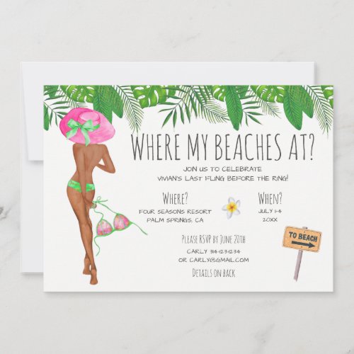 Bachelorette Beach Weekend Itinerary  Invitation