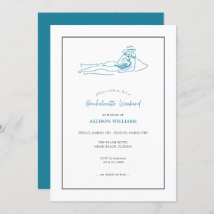 Bachelorette Beach Weekend Teal Party Invitation