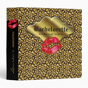 Bachelorette Binder Album Leopard Lips Red