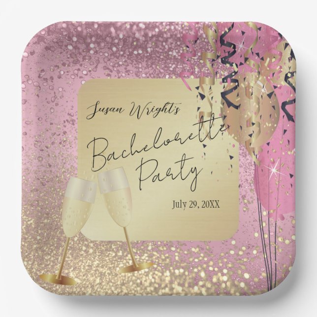 Bachelorette / Birthday Party - Pink Paper Plates (Front)