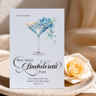 Bachelorette Blue Floral Cocktail Girls Trip Invitation