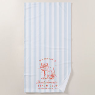 Bachelorette Blue & Red Retro Modern Beach Towel