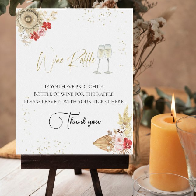 Bachelorette Boho Cocktail Wine Raffle Game Sign (Creator Uploaded)