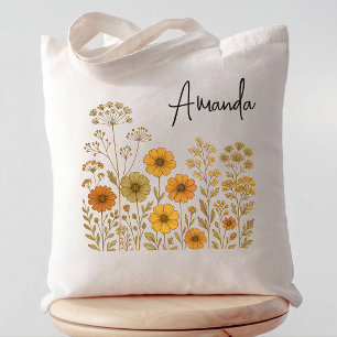 Bachelorette Boho Wildflower Bridesmaid Custom Tote Bag