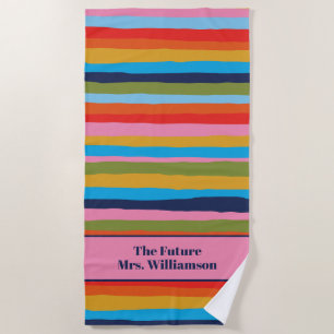 Bachelorette Bridal Gift Colorful Serrate Stripes Beach Towel