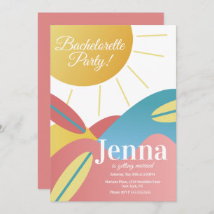Bachelorette Bridal Shower Beach Surfing Invitation