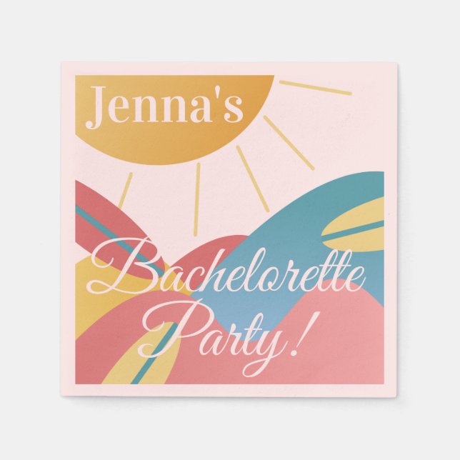 Bachelorette Bridal Shower Beach Surfing  Napkins (Front)